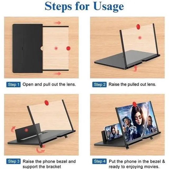 Alt view image 2 of 7 - 13'' Screen Magnifier Cell phone Newest Version 3D HD Video Phone Amplifier lot
