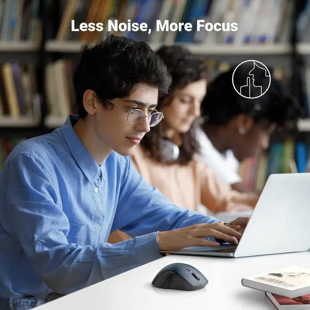 Alt view image 5 of 7 - Wireless Mouse Ergonomic Bluetooth 5.0 Mouse for Laptop 2.4G Cordless with USB Receiver 1000/1600/2000/4000 DPI 5 Buttons Silent Mice for MacBook PC Desktop Chromebook Blue