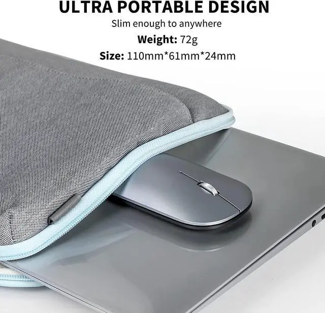 Alt view image 12 of 14 - Bluetooth Mouse, Slim Silent Rechargeable Wireless Mouse Bluetooth 5.0/3.0 2.4G Portable Optical Cordless Mice with USB Receiver 4 Adjustable DPI for MacBook iPad Windows Computer Laptop PC