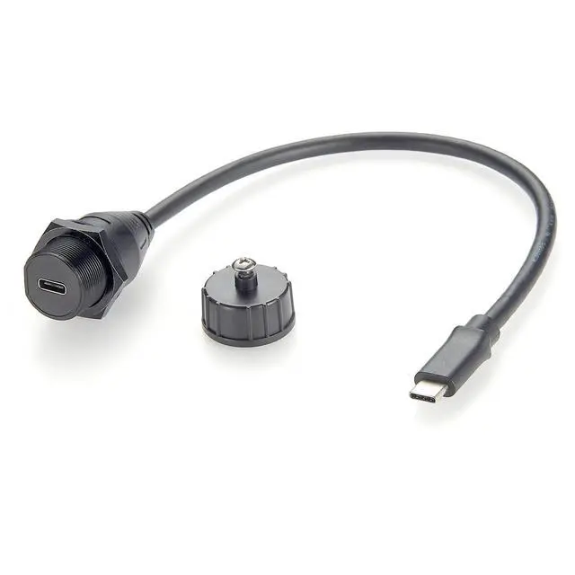 Alt view image 6 of 10 - IP67 USB 3.1 Type C Male to Female Extension Cable 10Gbps USB 3.1 Gen2 C Flush Panel Mount Charging & Data Cable Threaded Bulkhead Fixed for Car, Boat, Dashboard, Control Panels(0.3M/0.98FT)
