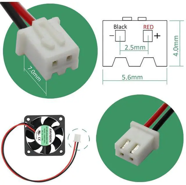 Alt view image 13 of 14 - 2-Pack 40mm x 10mm DC 12V Brushless Cooling Fan, Dual Ball Bearing, YDM4010B12