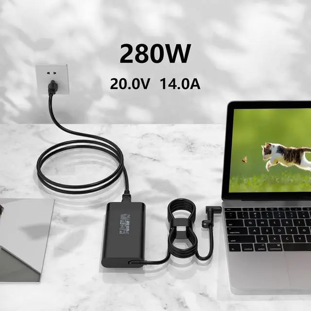 Alt view image 13 of 14 - 280W Charger Compatible with HP HP omen 16 (2021-2025) G1 G2 G3 G4 16b0000 16c0000 16ae0000 16ap0000 i7 i9 Ryzen AI 9 RTX 3060 3070 Ti 3080 Ti 4060 4070 5060 5070 TPN-LA27 TPN-CA26 Gaming Laptop