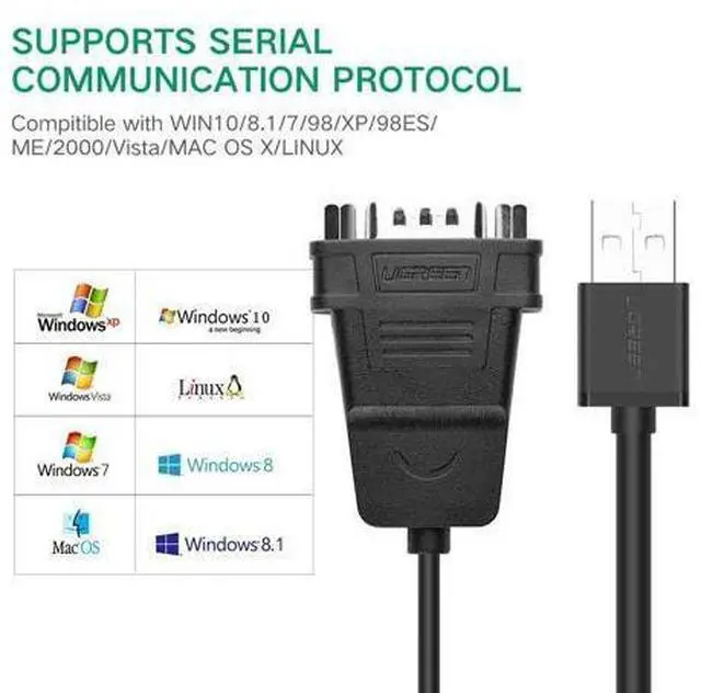 Alt view image 10 of 14 - UGREEN USB to Serial RS232 Cable Adapter 4 Ports DB9 Converter 9-Pin Male to Male with Hexnuts for Windows 10/8.1/8/7/XP/Vista/Linux/MAC OS 8/9/OS X