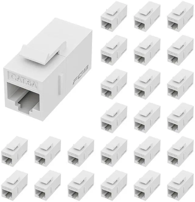 Alt view image 8 of 14 - 10 Gbps CAT6A RJ45 Keystone Coupler 25-Pack, Ethernet Keystone Jack, Ethernet Coupler Female to Female UTP for Cat6a/Cat6/Cat5e/Cat5, White