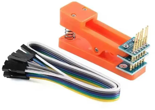 Alt view image 6 of 6 - 2X Test Stand PCB Clip 2.54Mm Spacing Clamp Burning Fixture Probe Pogo Pin Download Program Burn 6P Cable