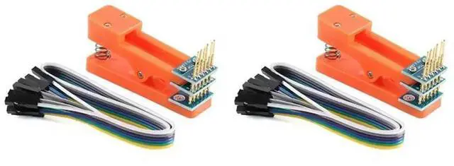 Alt view image 4 of 6 - 2X Test Stand PCB Clip 2.54Mm Spacing Clamp Burning Fixture Probe Pogo Pin Download Program Burn 6P Cable
