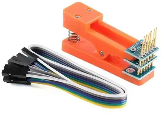 Alt view image 5 of 6 - 2X Test Stand PCB Clip 2.54Mm Spacing Clamp Burning Fixture Probe Pogo Pin Download Program Burn 6P Cable