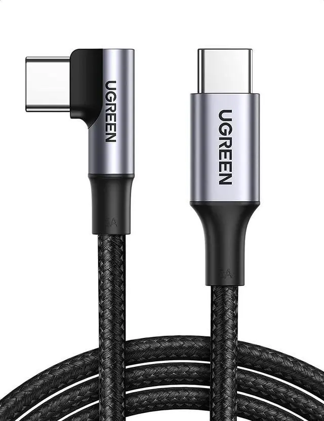 Alt view image 8 of 14 - UGREEN USB C to USB C Cable 100W Fast Charging 3FT - Right Angle 5A Type C PD Nylon Braided Charging Cord Compatible for MacBook Pro Air iPad Pro 2020 Chromebook Galaxy S21 S20 Note 20 Dell XPS Pixel