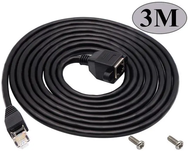 Alt view image 9 of 14 - RJ45 Ethernet Cable Cat 6 Female to Male Shielded Ethernet Network Connector Screw Panel Mount Extension Cable for Router, Modem (3M/10ft)