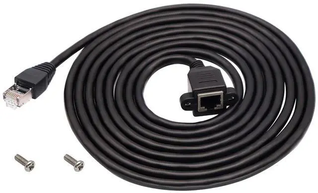 Alt view image 8 of 14 - RJ45 Ethernet Cable Cat 6 Female to Male Shielded Ethernet Network Connector Screw Panel Mount Extension Cable for Router, Modem (3M/10ft)