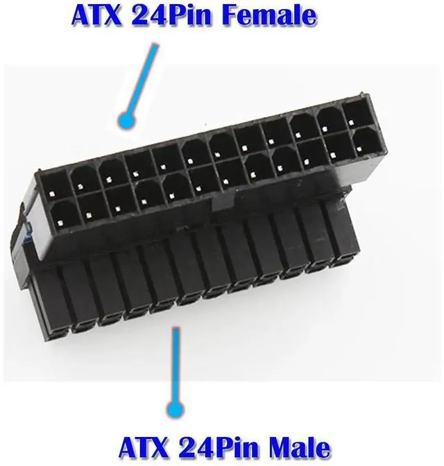 Alt view image 3 of 6 - ATX 24Pin Atx 90 degree 24 pin to 24pin Power Plug Adapter Mainboard Motherboard Power Connectors Modular Power Supply Cables AABBCCDDFF
