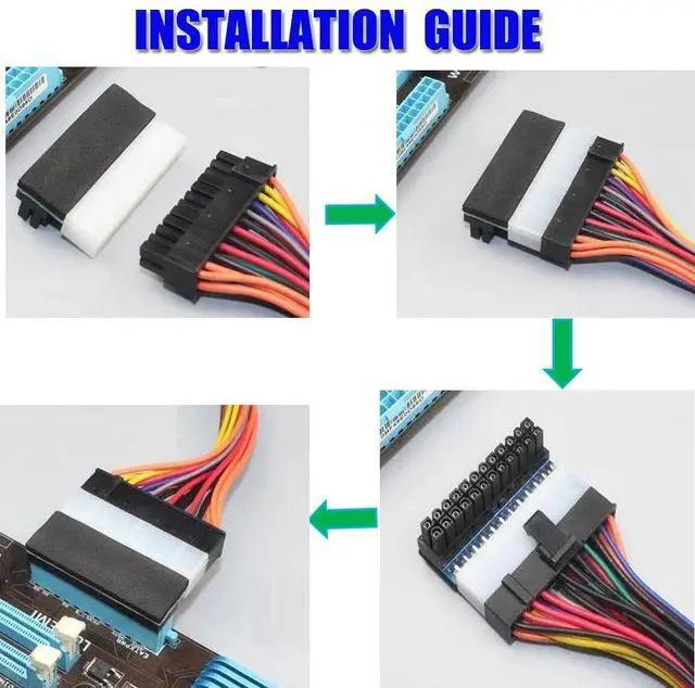 Alt view image 6 of 6 - ATX 24Pin Atx 90 degree 24 pin to 24pin Power Plug Adapter Mainboard Motherboard Power Connectors Modular Power Supply Cables AABBCCDDFF