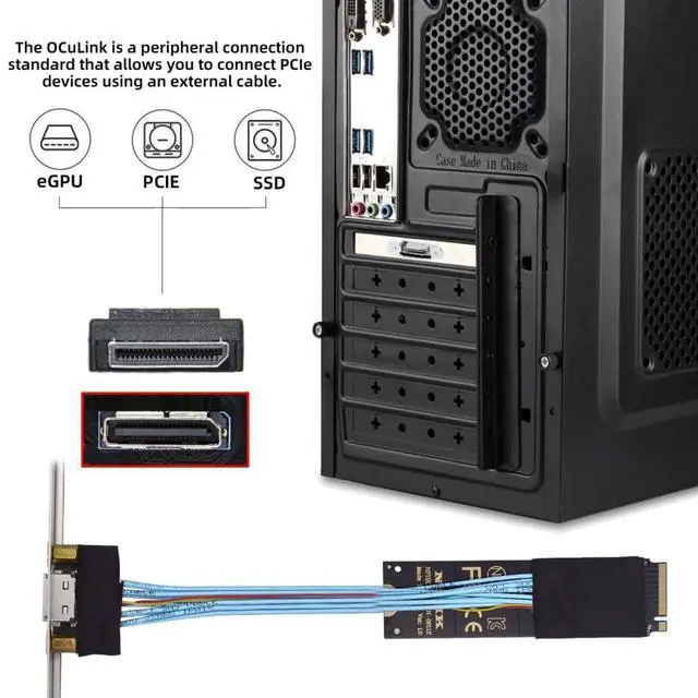 Alt view image 3 of 7 - Oculink SFF-8612 to PCI-E 4.0 NVME M.2 M-Key Host Extension Cable Adapter with 8/12cm Slot Bracket for External Graphics Card & SSD