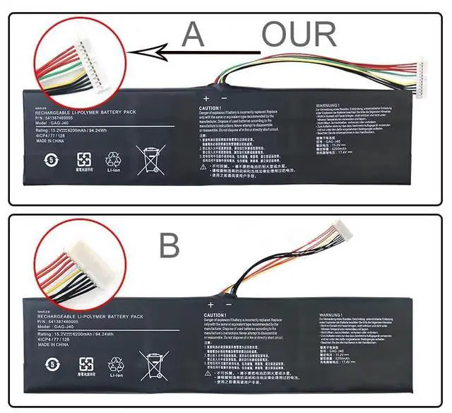 Alt view image 3 of 3 - GAG-J40 Laptop Battery Replacement for Gigabyte Aorus 14 V7 K7 14-P64WV6, Aorus 15 X8 Aorus 15X V8-BK4 V8-CF2 Aorus 15G XB 15P WB 17 XA 17G KB 17X WB 17X YB X7 541387460005 541387460003(15.2V 94.24Wh)