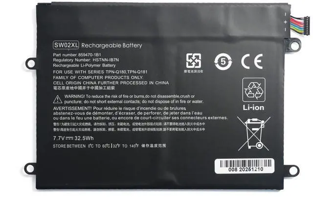 Main image of SW02XL 859470-421 859517-855 HSTNN-IB7N HSTNN-LB7N 859470-1B1 TPN-Q180 TPN-Q181 Laptop Battery Replacement for HP X2 10-P018WM 10-P 10-P010NR 10-P011NF 10-P011NR 10-P013NS 210 G2 Series (7.7V 32.5Wh)