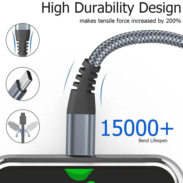 Alt view image 4 of 7 - USB C to USB C Cable 3.3ft 60W, 3Pack USB C Cable, PD Type C Charging Cable Fast Charging Compatible with MacBook Pro 2020, iPad Pro, iPad Air 4, Galaxy S20, Switch, Pixel, LG and Other USB C Charger