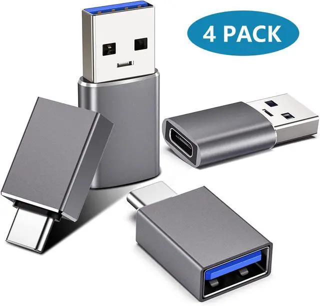 Main image of 4 Pack USB C to USB Adapter (2 Pack) & USB to USB C Adapter (2 Pack), USB A to USB C 3.1 Adapter, Type C to USB Adapter Compatible with i-Phone Android Smartphones PC MacBook Pro Laptop Tablet (Gray)