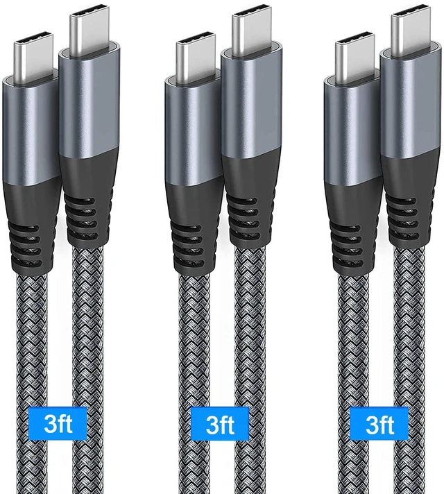 Main image of USB C to USB C Cable 3.3ft 60W, 3Pack USB C Cable, PD Type C Charging Cable Fast Charging Compatible with MacBook Pro 2020, iPad Pro, iPad Air 4, Galaxy S20, Switch, Pixel, LG and Other USB C Charger