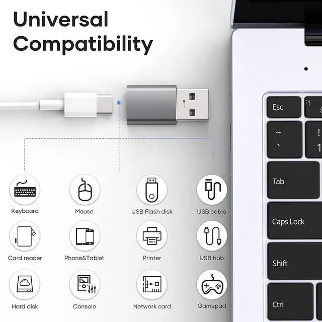 Alt view image 6 of 7 - 4 Pack USB C to USB Adapter (2 Pack) & USB to USB C Adapter (2 Pack), USB A to USB C 3.1 Adapter, Type C to USB Adapter Compatible with i-Phone Android Smartphones PC MacBook Pro Laptop Tablet (Gray)