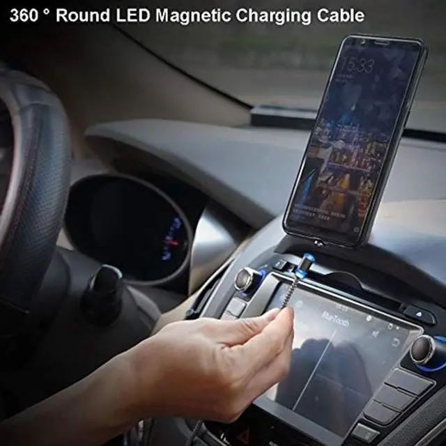 Alt view image 5 of 7 - 6.6ft 90 Degree Magnetic 3 in 1 Charging Cable USB Charger Cable Micro USB/Type C/L Connectors Magnetic Led Indicator for All Cell Phones Universa Charger Cable Multiple Charger Cable (Black)