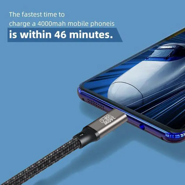 Alt view image 4 of 7 - USB C to USB C Cable 240W 3.3ft / 1M, Type C Charging Cable, USB C 240W Fast Charging Cord Nylon Braided Type-C Cable Compatible with Mac-Book Pro, iPad Pro, Air 4th, Ga-laxy S21, Pixel, and More