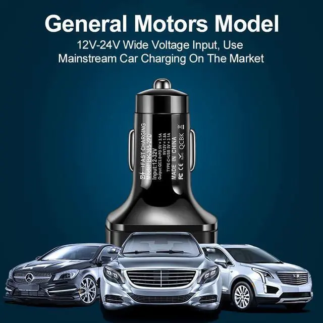 Alt view image 6 of 7 - 4-Port USB C Car Charger, PD & QC3.0 38W Fast Charging 4 USB Car Charger Adapter, Suitable for IOS & Android SmartPhones (Black)