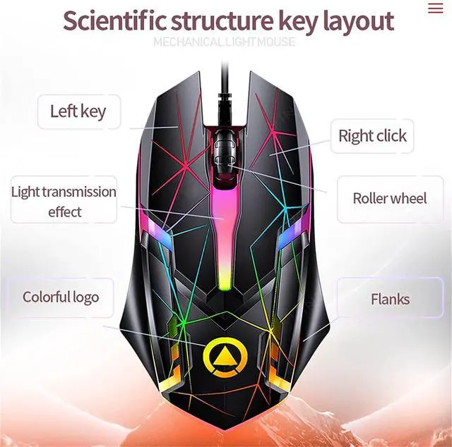 Alt view image 5 of 7 - USB Wired Gaming Mouse, Colorful Ergonomic USB Optical Mouse, 1200DPI Gaming Mice for Laptop PC Computer Games & Work, Star Luminous Version