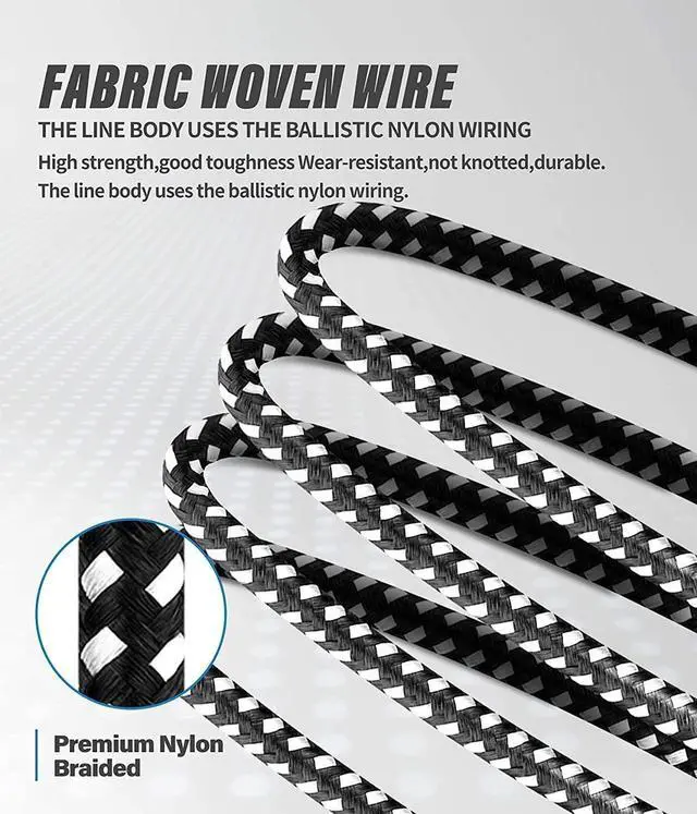 Alt view image 7 of 7 - iPhone Charger Cable 3Pack 6FT/1.8M Lightning Cable Extra Long Nylon Braided Fast Charging & Sync iPhone Cord Compatible with iPhone11/ XS/XR/X/8/7/6/5/SE, iPad, iPod and More (Black and White)