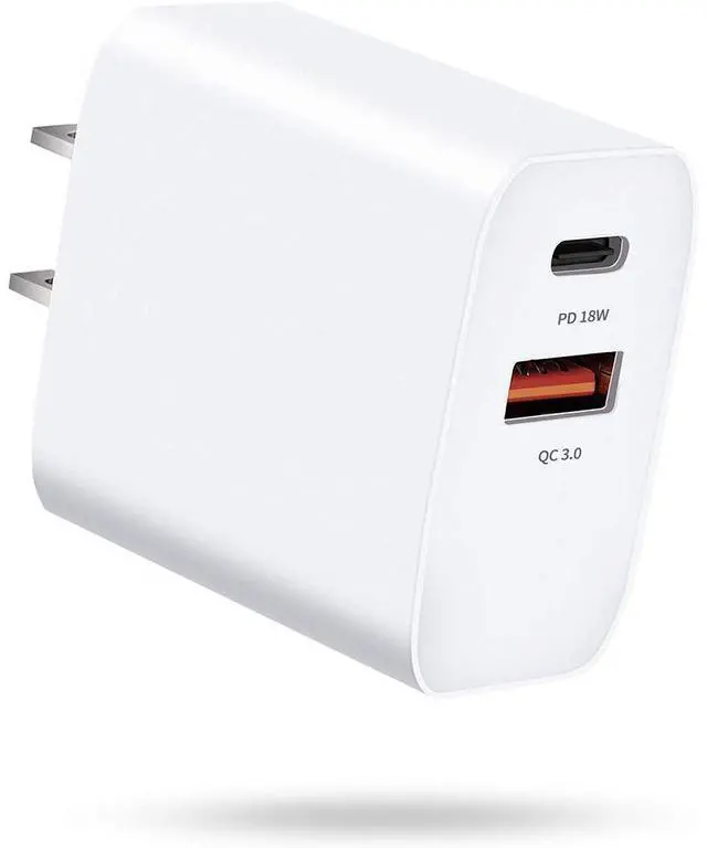 Main image of USB C Charger, Fast Charger, 18W 2-Port Wall Charger with Power Delivery & Quick Charge 3.0, Compact USB C Wall Charger for iPhone 11 Pro/Max/XS/XR/X/8/7/6/Plus, Samsung, LG, Pixel, and More