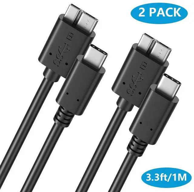 Main image of Hitoor Micro B to USB C Cable, 3.3ft. / 1M Type C External Hard Drive Cord USB 3.1 Gen1 Fast Data Transfer 5Gbps Camera Replacement Cable Compatible for Seagate, Toshiba, WD, Portable HDD -2 Pack