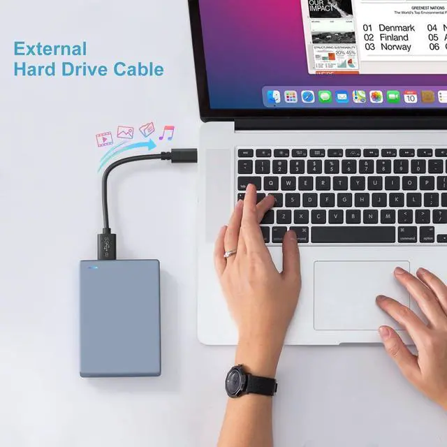 Alt view image 3 of 7 - Hitoor Micro B to USB C Cable, 3.3ft. / 1M Type C External Hard Drive Cord USB 3.1 Gen1 Fast Data Transfer 5Gbps Camera Replacement Cable Compatible for Seagate, Toshiba, WD, Portable HDD -2 Pack