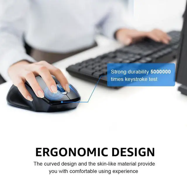 Alt view image 3 of 7 - Wireless Mouse for Laptop, Ergonomic Silent 2.4G Wireless Computer Mouse with USB Receiver 800/1200/1600 Adjustable DPI for PC Computer Desktop Macbook