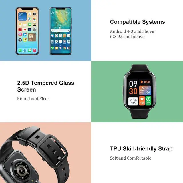 Alt view image 6 of 7 - Smart Watch, 1.69" HD Touch Screen Fitness Watch for Men Women, 25 Sports Modes Fitness Tracker with Heart Rate Sleep Monitor, Pedometer Activity Trackers, IP68 Waterproof Smartwatch for Android IOS