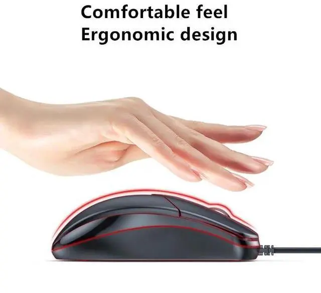 Alt view image 4 of 7 - Wired Mouse Gamer Computer Office Gaming Silent USB Mouses 1000 DPI Mice Ergonomic For Macbook Laptop PC Non Slip Mouse Gamer (Color: Black)