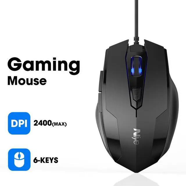Main image of Ergonomic Gaming Mouse 2400DPI Wired Optical Maus for Computer PC Laptop Accessories Not Bluetooth Mouses Gamer 6 Keys Mice (Black)
