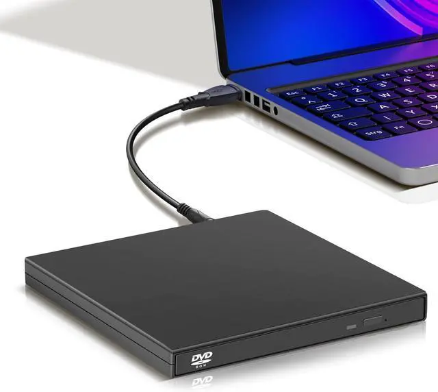 Main image of External CD DVD Drive, USB 2.0 Portable Optical Disc Drive, External CD RW Reader DVD Player for Laptop Desktop PC Mac Windows 11/10/8/7, Mac, Linux OS giyqxHw