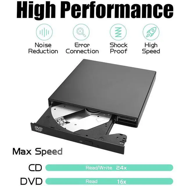 Alt view image 2 of 6 - External CD DVD Drive, USB 2.0 Portable Optical Disc Drive, External CD RW Reader DVD Player for Laptop Desktop PC Mac Windows 11/10/8/7, Mac, Linux OS giyqxHw