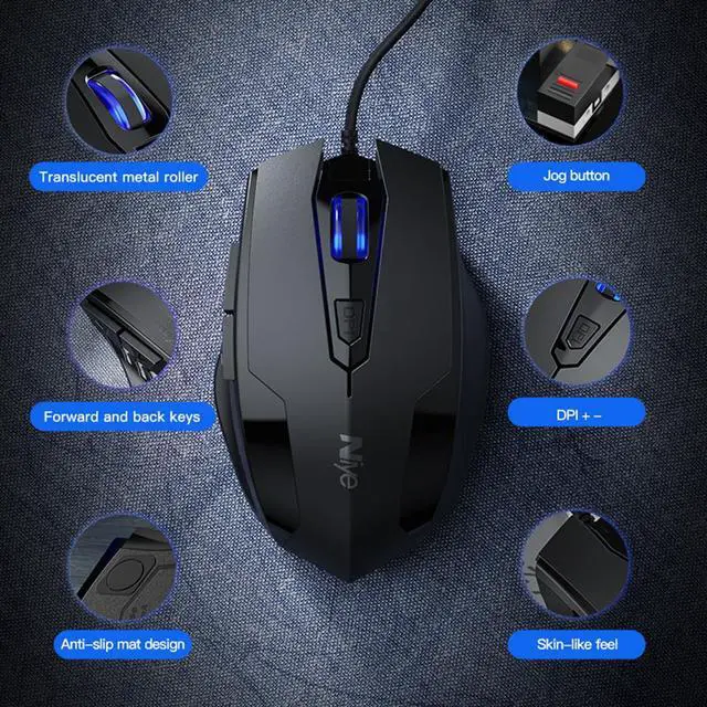 Alt view image 4 of 7 - Ergonomic Gaming Mouse 2400DPI Wired Optical Maus for Computer PC Laptop Accessories Not Bluetooth Mouses Gamer 6 Keys Mice (Black)