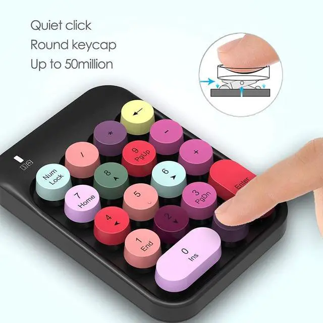 Alt view image 12 of 14 - Wireless Numeric Keypad 18 Keys with 2.4G Mini Portable Silent Number Pad USB Receiver Financial Accounting Keyboard Extensions for Laptop Desktop PC ProBlack Mix