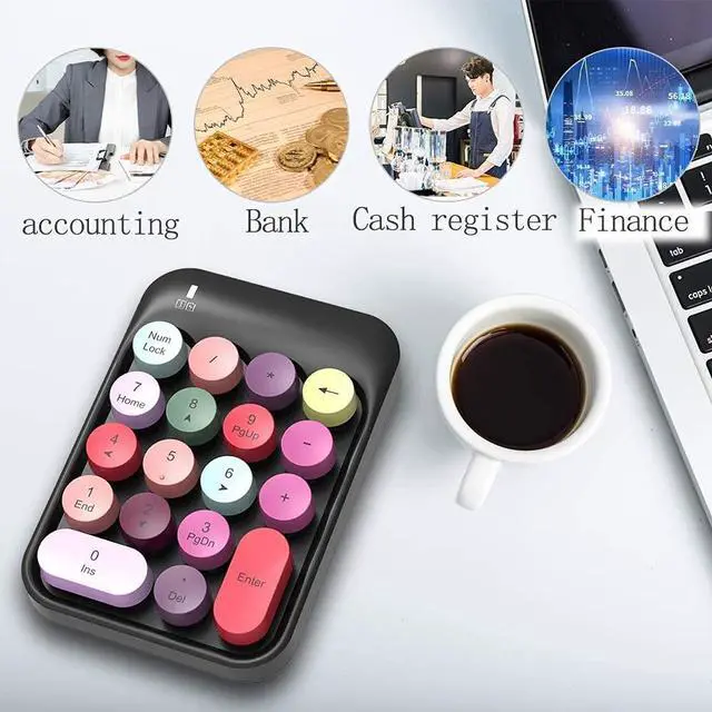 Alt view image 14 of 14 - Wireless Numeric Keypad 18 Keys with 2.4G Mini Portable Silent Number Pad USB Receiver Financial Accounting Keyboard Extensions for Laptop Desktop PC ProBlack Mix