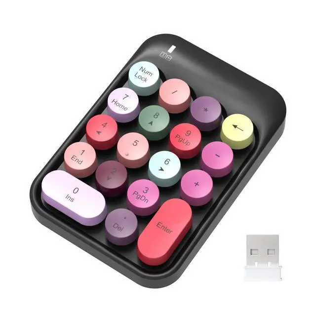 Alt view image 8 of 14 - Wireless Numeric Keypad 18 Keys with 2.4G Mini Portable Silent Number Pad USB Receiver Financial Accounting Keyboard Extensions for Laptop Desktop PC ProBlack Mix