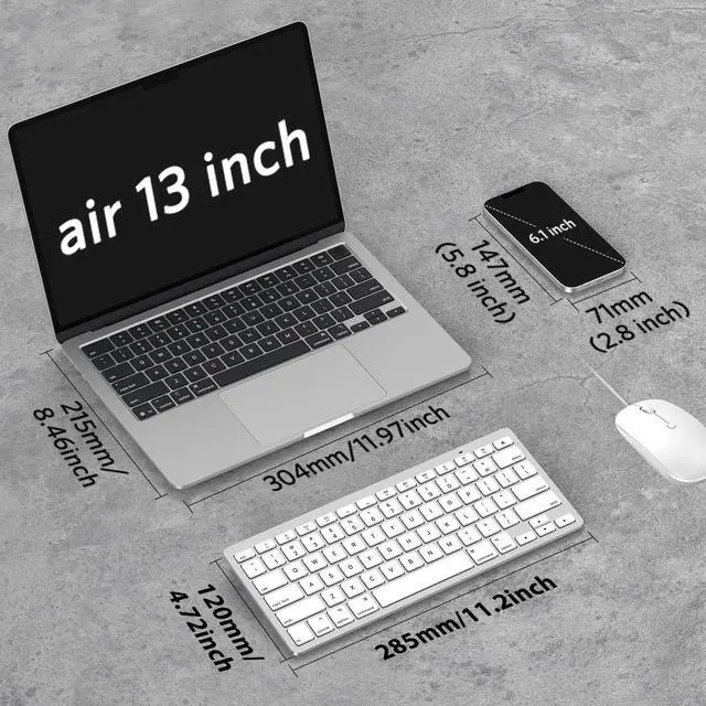 Alt view image 10 of 14 - Wireless Keyboard for Mac, Keyboard for Mac, Stable Bluetooth & Ultra-Slim Portable, Ergonomic Design, Compatible with MacBook Pro/Air/iMac, Silverwhite