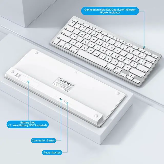 Alt view image 12 of 14 - Wireless Keyboard for Mac, Keyboard for Mac, Stable Bluetooth & Ultra-Slim Portable, Ergonomic Design, Compatible with MacBook Pro/Air/iMac, Silverwhite