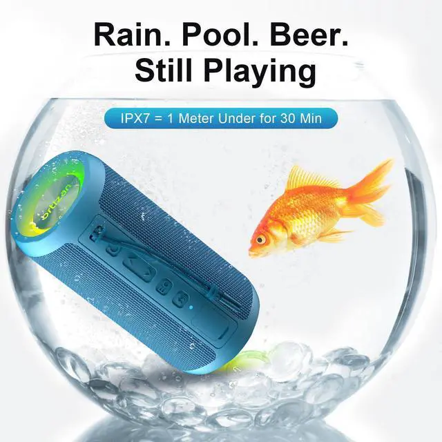 Alt view image 17 of 20 - Wireless Portable Bluetooth Speaker, IPX7 Waterproof, Dustproof and Rustproof, Powerful 24W Sound, Enhanced Bass, 30-Hour Battery, 360° Party Light, and Stereo Pairing (BT 5.3), Gifts - Blue
