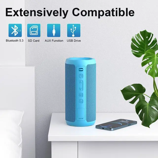Alt view image 20 of 20 - Wireless Portable Bluetooth Speaker, IPX7 Waterproof, Dustproof and Rustproof, Powerful 24W Sound, Enhanced Bass, 30-Hour Battery, 360° Party Light, and Stereo Pairing (BT 5.3), Gifts - Blue