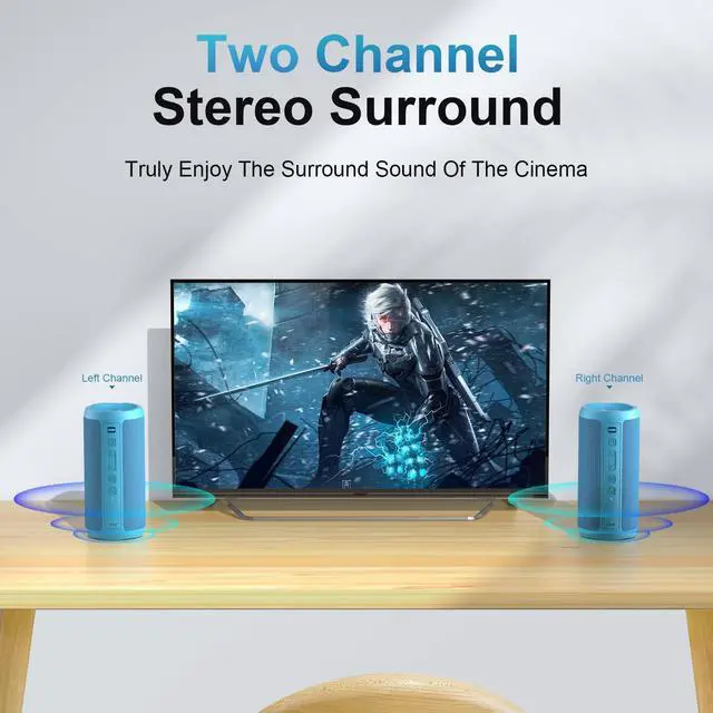 Alt view image 19 of 20 - Wireless Portable Bluetooth Speaker, IPX7 Waterproof, Dustproof and Rustproof, Powerful 24W Sound, Enhanced Bass, 30-Hour Battery, 360° Party Light, and Stereo Pairing (BT 5.3), Gifts - Blue