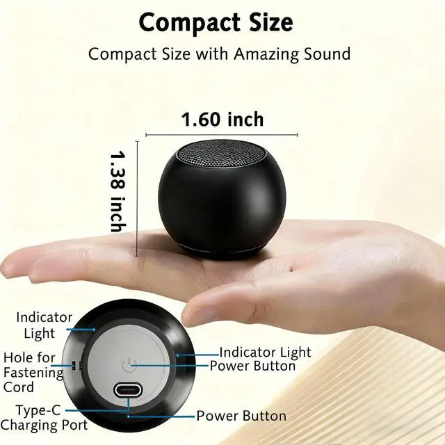 Alt view image 10 of 14 - Portable Mini Bluetooth Speaker, Small Wireless Speaker Bluetooth 5.3 with Stereo Sound, Deep Bass, TWS Pairing, IP7 Waterproof, 8 Hours of Playtime, for Home/Outdoor/Party/Travel/Gift Ideas