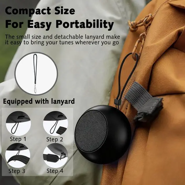 Alt view image 14 of 14 - Portable Mini Bluetooth Speaker, Small Wireless Speaker Bluetooth 5.3 with Stereo Sound, Deep Bass, TWS Pairing, IP7 Waterproof, 8 Hours of Playtime, for Home/Outdoor/Party/Travel/Gift Ideas