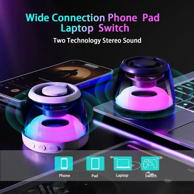 Alt view image 12 of 14 - Magnetic Bluetooth Speaker,Wireless Induction Bluetooth Speaker,Mini Portable Cell Phone Stand for iPhone, Lanyard & RGB Night Light,or Home,Outdoors,Pool,Gift (Black-1PCS)