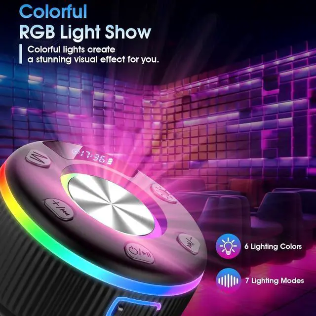 Alt view image 11 of 14 - 2026 Bluetooth Shower Speaker, Digital Display Portable Speaker with Suction Cup, LED Light, 360° HD Stereo Sound and Robust Bass Waterproof Speakers Wireless for Bathroom, Beach, Car